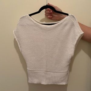 Anthropologie Moth cropped white sweater top S
